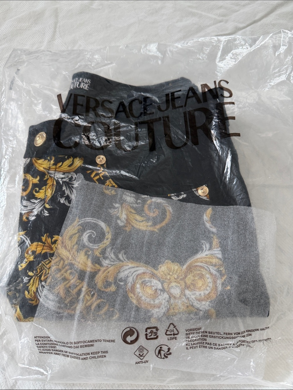 New Versace Jeans Couture Black & Gold Baroque Slim Jeans Authentic - Picture 10 of 10